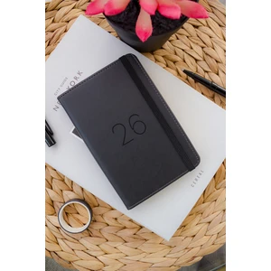 Matt Notebook 2026 Yılı Lastikli Günlük Cep Ajandası 12 Aylık Siyah