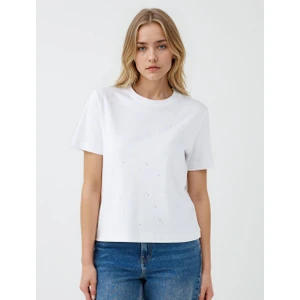 Jimmy Key Beyaz %100 Pamuk Kısa Kollu Basic Örme Tişört