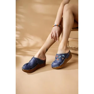 Hakiki Deri Alto Sax Dolgu Terlik Eskitme Tabanlı Comfort Terlik