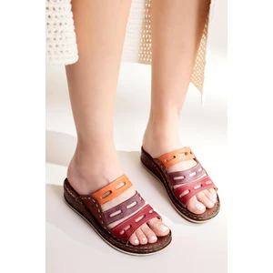 Hakiki Deri Joelle Toprak Comfort Lazer Kesim Terlik