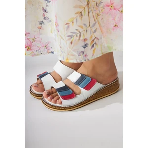 Hakiki Deri Kassid Beyaz Comfort Terlik