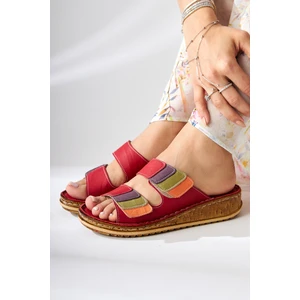 Hakiki Deri Kassid Kırmızı Comfort Terlik