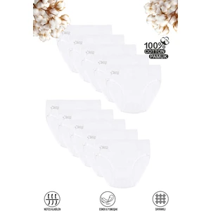 Özkan Underwear Özkan 0840 10'lu Paket Kız Çocuk %100 Pamuklu Ribana Esnek Rahat Taş Detaylı Slip Külot