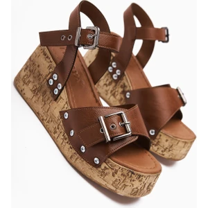 Jenni Taba Vida Detaylı Platform Topuklu Kadın Sandalet