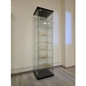 Artinoks Home Cam Vitrin Gümüşlük Büfe Kitaplık Camlı Koleksiyon Vitrini Detolf Cam Vitrin Teşhirvitrin 3+4 Raflı
