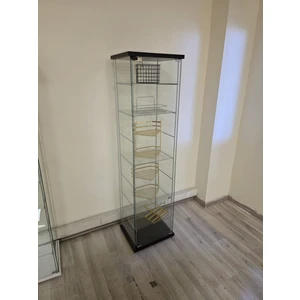 Artinoks Home 7 RAFLI  SADE CAM VİTRİN SİYAH (Gümüşlük, Büfe, Koleksiyon, Sunu, Sergi, Kitaplık)