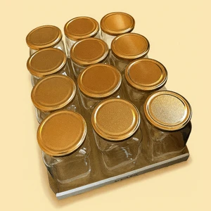 Home 12'li 850 ml Köşeli Cam Kavanoz Seti - Bronz Kapaklı