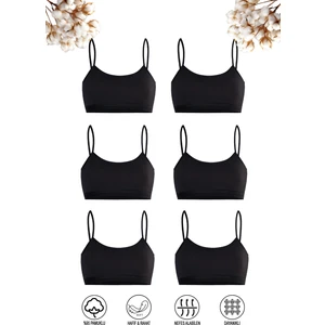 Özkan Underwear 42324 6'lı Paket Kız Çocuk Pamuklu Süprem Esnek Rahat Pedsiz Ince Askılı Alıştırma Sütyeni Yarım Atlet Büstiyer
