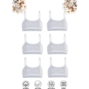 Özkan Underwear 42324 6'lı Paket Kız Çocuk Pamuklu Süprem Esnek Rahat Pedsiz Ince Askılı Alıştırma Sütyeni Yarım Atlet Büstiyer