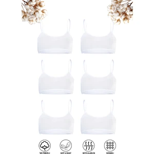 Özkan Underwear 42324 6'lı Paket Kız Çocuk Pamuklu Süprem Esnek Rahat Pedsiz Ince Askılı Alıştırma Sütyeni Yarım Atlet Büstiyer