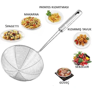 16 cm Çap Çelik Kevgir Patates Sebze Kızartma Kaşığı Metal Mantı Makarna Haşlama Yağ Süzgeci Kepçe
