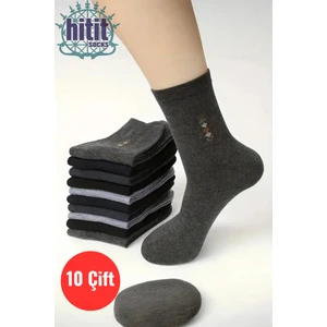 Hitit Socks Erkek 10 Çift Günlük Sıkmayan Boğazlı Terletmez Çorap Karışık Renk