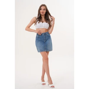 Kadın Yüksek Bel Mini Kot Etek