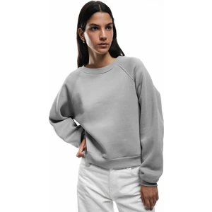 Pamuklu Bisiklet Yaka Şardonlu Sweatshirt