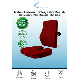 Ortopedik Bel Destek ve Oturma Minderi Takımı – Visco Ergonomi – Ofis Araba Koltuk Uyumlu