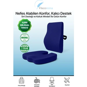 Ortopedik Bel Destek ve Oturma Minderi Takımı – Visco Ergonomi – Ofis Araba Koltuk Uyumlu