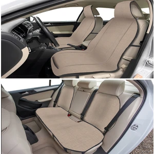 Keten Cepli Araç Ön Arka Koltuk Koruyucu Minder Kılıf | Sırt Dayanmalı 5'li Araba Koltuk Minderi