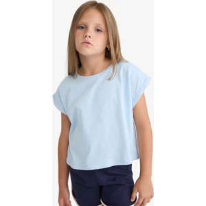 Kız Çocuk Boxy Fit Bisiklet Yaka Basic Düz Kısa Kollu Tişört C4511A825SM
