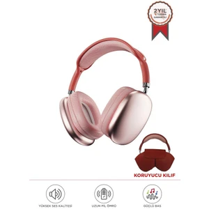 P9 Pro Max Pembe Kablosuz 5.0 Mikrofonlu Sd Kart Girişli Aux Kablolu Bluetooth Kulaklık