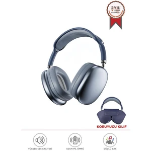 P9 Pro Max Mavi Kablosuz 5.0 Mikrofonlu Sd Kart Girişli Aux Kablolu Bluetooth Kulaklık
