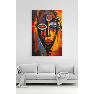 Soyut Afrika Maskesi Temalı Kanvas Tablo Modern Sanat Duvar Dekoru %100 Pamuk Kanvas