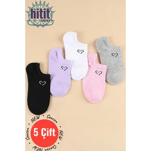 Hitit Socks Kadın 5 Çift Premium Sıkmayan Nefes Alan Babet Çorap Çok Renkli