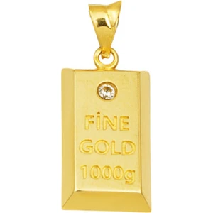 Tektaşlı Külçe Altın Kolye Zincirsiz 14 Ayar