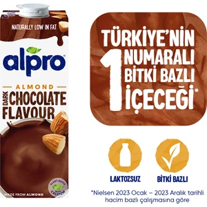 Bitter Çikolata Badem Sütü 1 L Vegan Laktozsuz Bitkisel Bazlı
