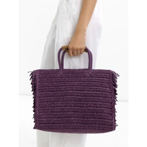 Hasır Efektli Püsküllü Shopper Çanta
