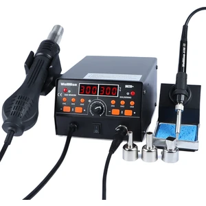 902D+ Isı Ayarlı ,Dijital Ekranlı, Sıcak Hava Üflemeli, Lehim Havya Istasyonu 3 Kanal Hafızalı Lehim İstasyonu