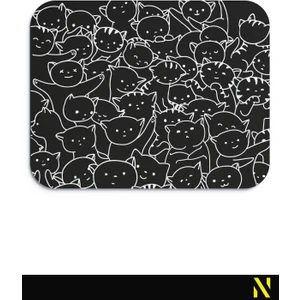 Sevimli Kediler Siyah Beyaz Renkli Ergonomik Mouse Pad - 23 cm x 19 cm - Kaydırmaz Taban Ev ve Ofis Kullanımı Için Ideal Fare Altlığı Mousepad
