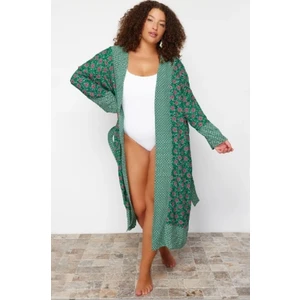 Kadın Çok Renkli Kuşaklı Büyük Beden Kimono&kaftan