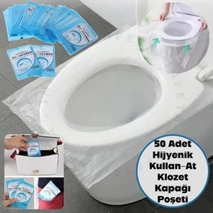 Premium 50 Adet Hijyenik Tek Kullanımlık Klozet Kapağı Poşeti Örtüsü Kullan At