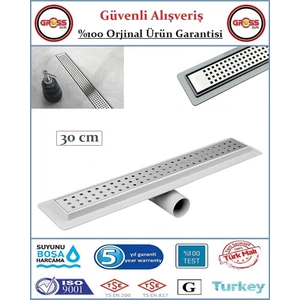 Gross AVM Duş Gider Kanalı - Dönerli Alt Hazne - 304 Paslanmaz Izgara - Ayaksız - 30CM