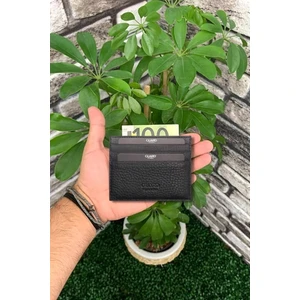 Derije Hakiki Deri Mat Siyah Unisex Ince Kartlık (T26)
