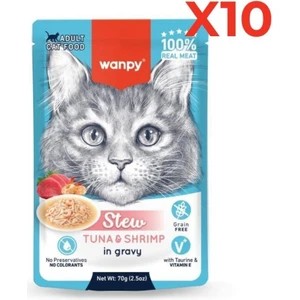 Stew Pouch Ton Balıklı Karidesli Yaş Kedi Maması 70G 10'lu Paket