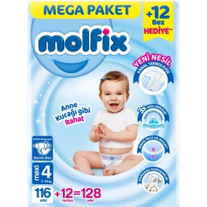 Bebek Bezi Beden: 4 (7- 14KG) Maxi 128 Adet Mega Pk