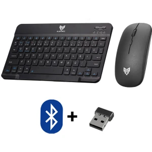 Km-33 Wireless Bluetooth Kablosuz Klavye Mouse Set Siyah Tablet,laptop, Telefon, Tv Uyumlu