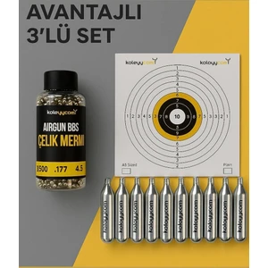 10 Co2 Tüp, 10 Adet Hedef Kağıdı, 1500 4.5mm Bbs Set