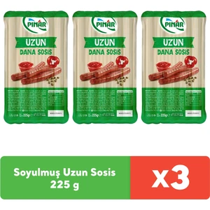 Soyulmuş Dana Uzun Sosis 225 g x 3 adet