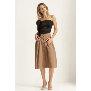 Önü Düğmeli Midi Boy Etek