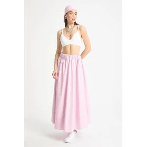Adely Çizgili Etek Pembe