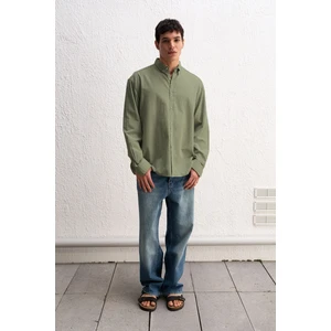 Oversize Dökümlü Hafif Keten Gömlek