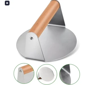 Narkalıp Yuvarlak Paslanmaz Çelik Ağşap Saplı Et Pres Aparatı EN-14CM