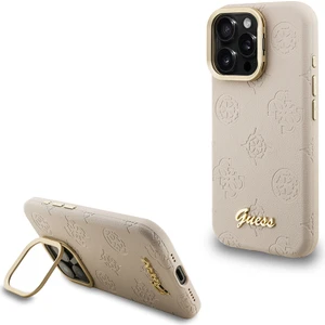 iPhone 16 Pro Max Uyumlu Kılıf Guess Lisanslı M-Safe Şarj Özellikli Kamera Standlı Peony Kapak Bej