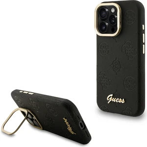 iPhone 16 Pro Max Uyumlu Kılıf Guess Lisanslı M-Safe Şarj Özellikli Kamera Standlı Peony Kapak Siyah