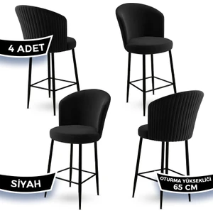 Concept Alte Serisi Mutfak  Bar Sandalyesi  Babyface Kumaş Siyah Metal Ayak 4 Adet Sandalye