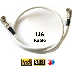 60 Cm (Rg6 / U6) L Tipi F Konnektörlü 90 Derece Çevirmeli Hazır Anten Uydu Kablosu - Hazır Tak Kullan