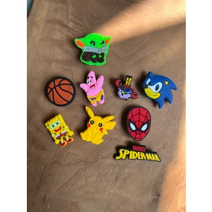 Crocs Jibbitz Terlik Süsü 9 Lu Set Spiderman,sünger Bob,patrick,sonic,bay Yengeç