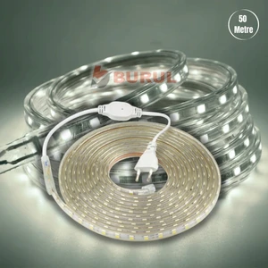 50 Metre Beyaz Işık Hortum Şerit LED Dış Ortam Aydınlatma 220V Fişli SB-6539